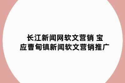 长江新闻网软文营销 宝应曹甸镇新闻软文营销推广